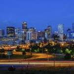 Denver skyline at night