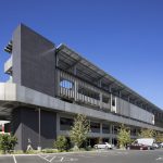 CSU LA Parking Structure E seen from the adjacent parking lot