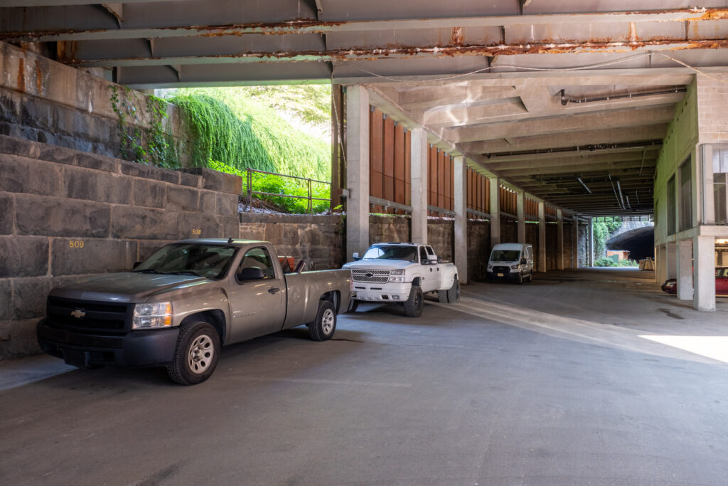 Below garage during construction