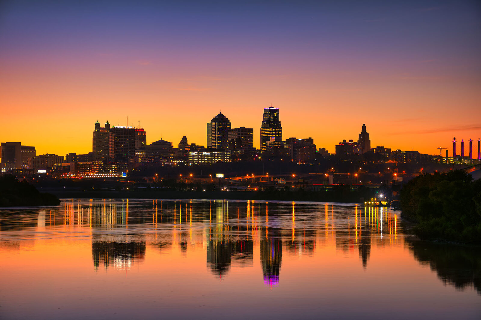 Kansas City skyline at dusk